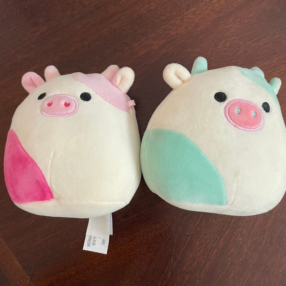 Squishmallow 7.5"Caedyn and Belana the Cows Stuffed Animal Bundle